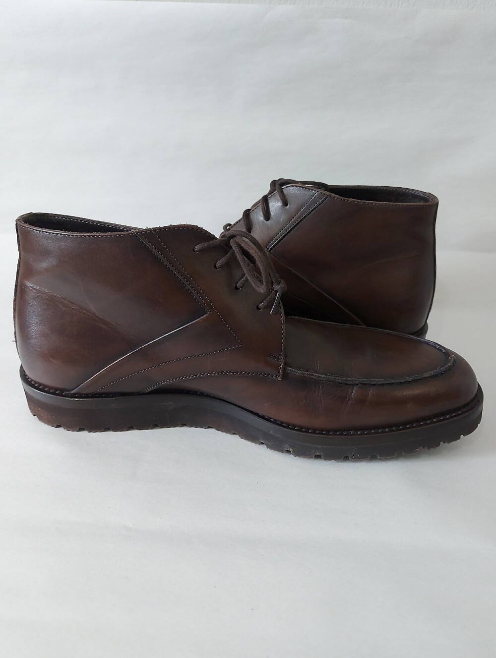 Davids Men Laceup High Ankle Chukka Boots Size 43 EU Brown Leather Comfort Shoes - Picture 8 of 14